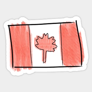 Canadian Flag Doodle Watercolor Sticker